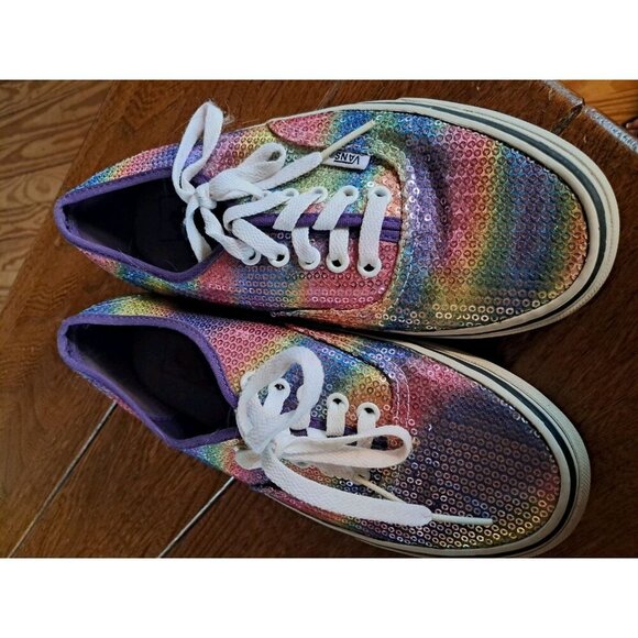 Vans Rainbow Sequins Classic Low Lace up Sneakers Mens 6.5 Women 8 - Picture 5 of 5